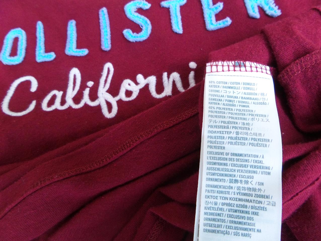 Hollister Stl M Färg Vinröd Rund urringning T-shirt Kortärmad Material Bomull