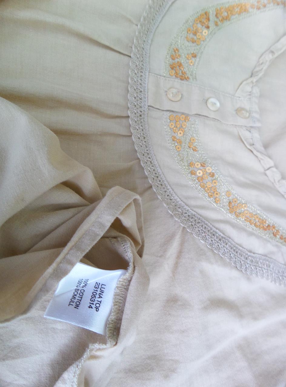 Exclusive by Tara Stl M Färg Beige U-ringning Tunika blus Kortärmad Material Bomull 100%