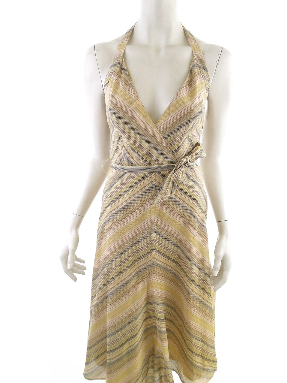 Mexx Stl 34 Färg Beige Halter A-linje Klänning Ärmlös Midi Material Bomull 100%