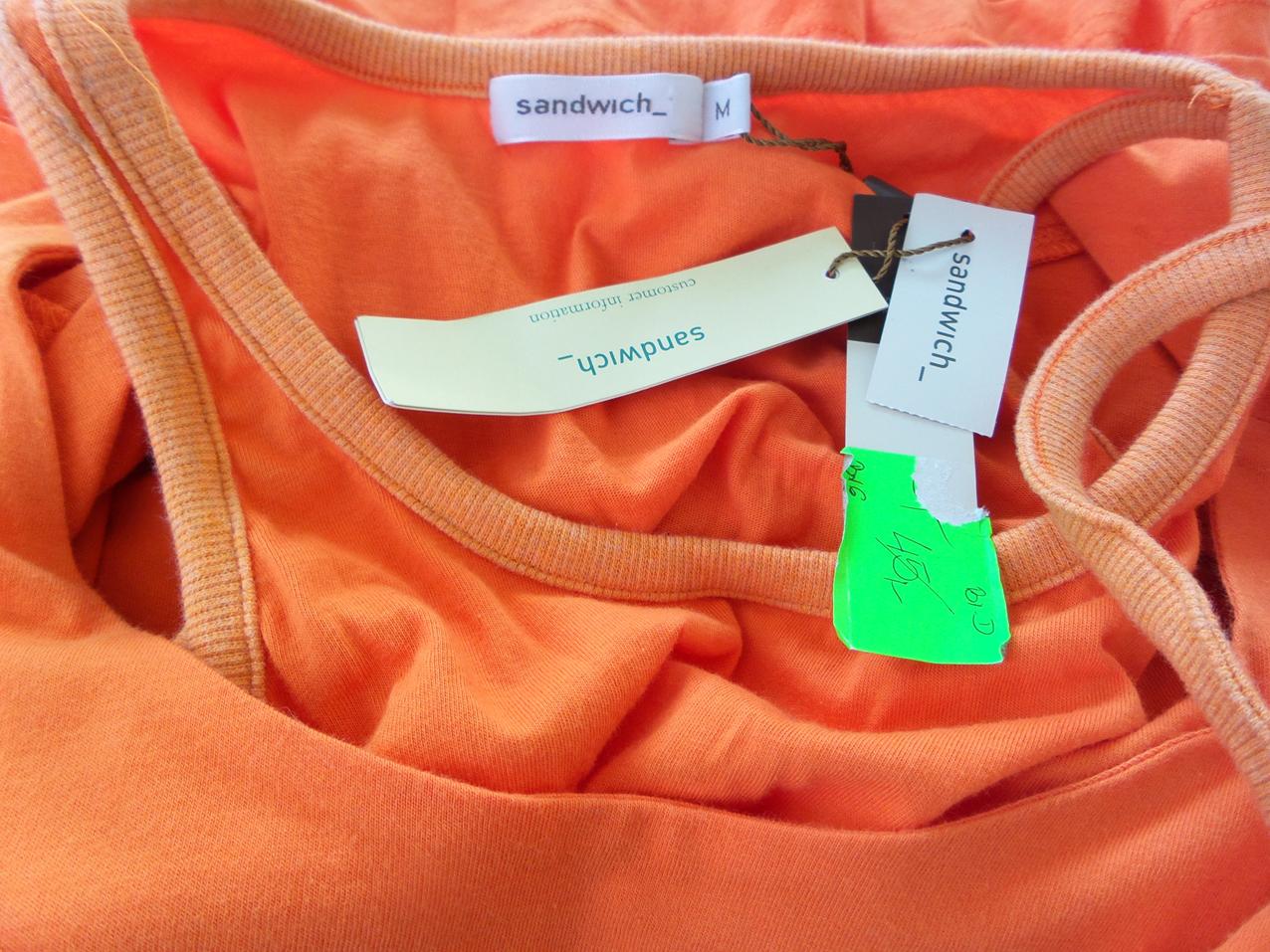 Sandwich Stl M Färg Orange Rund urringning Blus ärm 3/4 Material Bomull 100%