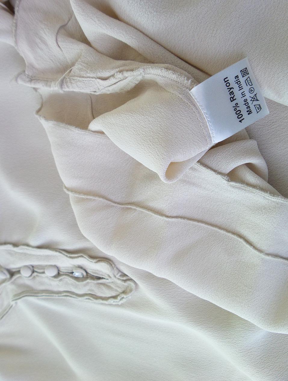 Fira Stl L Färg Beige V-ringning Tunika blus Långärmad Material Rayon 100%