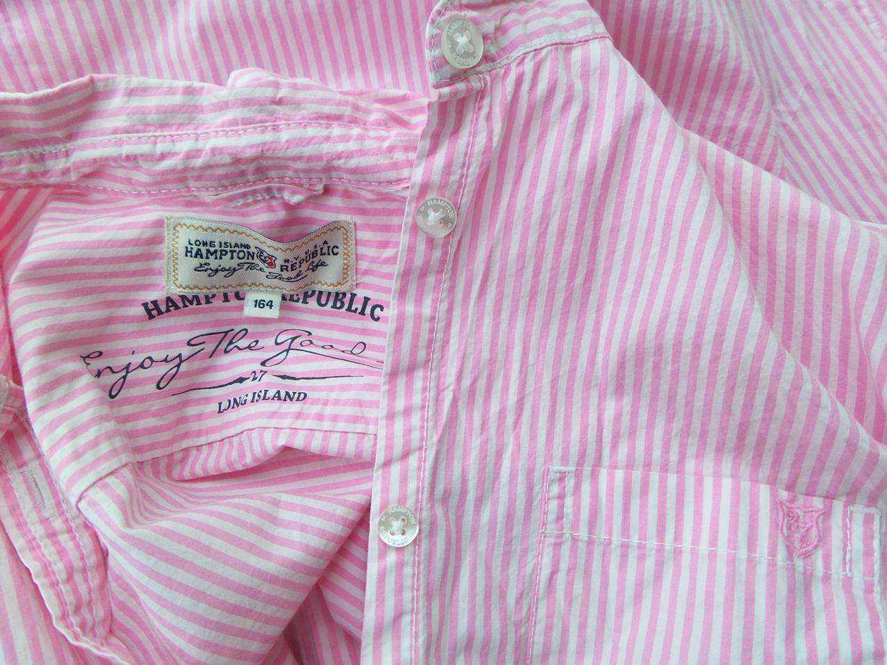 Hampton Republic Stl 164 Färg Rosa Ränder Krage Knäppt Skjort Blus Långärmad Material Bomull 100%