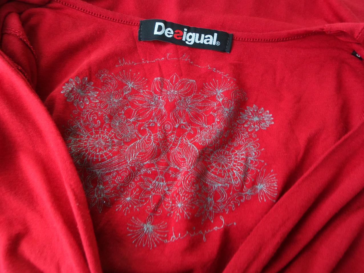 DESIGUAL Stl XS Färg Röd V-ringning Tunika blus Långärmad