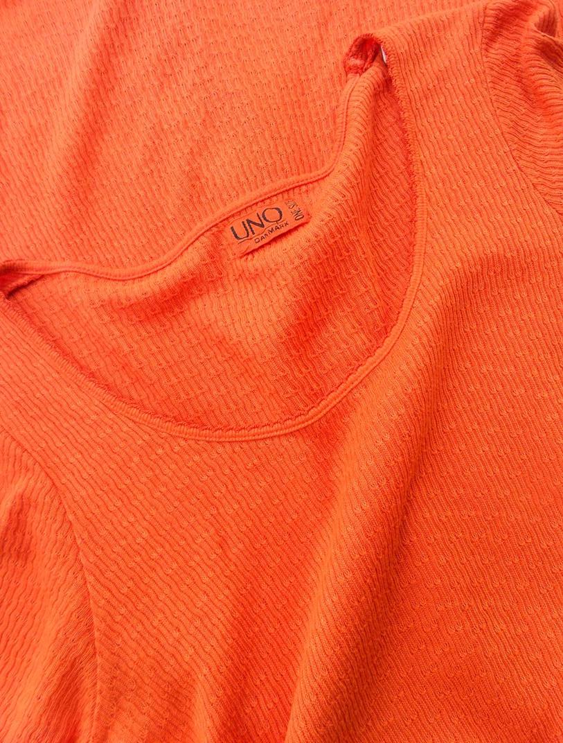 Uno Stl one size Färg Orange Rund urringning Kroppsnära Klänning Kortärmad Midi