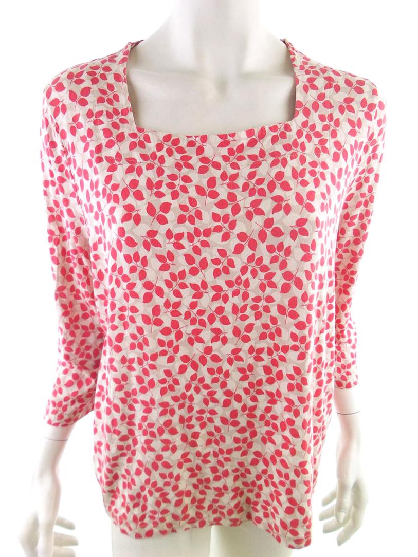 Eastex Stl 46 Färg Rosa Floral Blad Kvadratisk urringning Blus ärm 3/4 Material Viskos