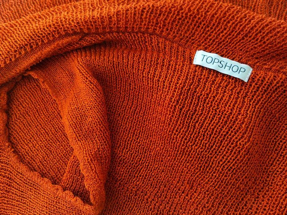 Topshop Stl 36 Färg Orange V-ringning Öppen kofta Ärmlös Material Akryl Finstickat