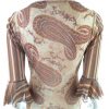 Vila Stl M Färg Beige Paisley Keyhole Crew Neck Blus ärm 3/4