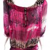 Sophie Gray Stl XXL Färg Fuchsia Rund urringning Blus ärm 3/4