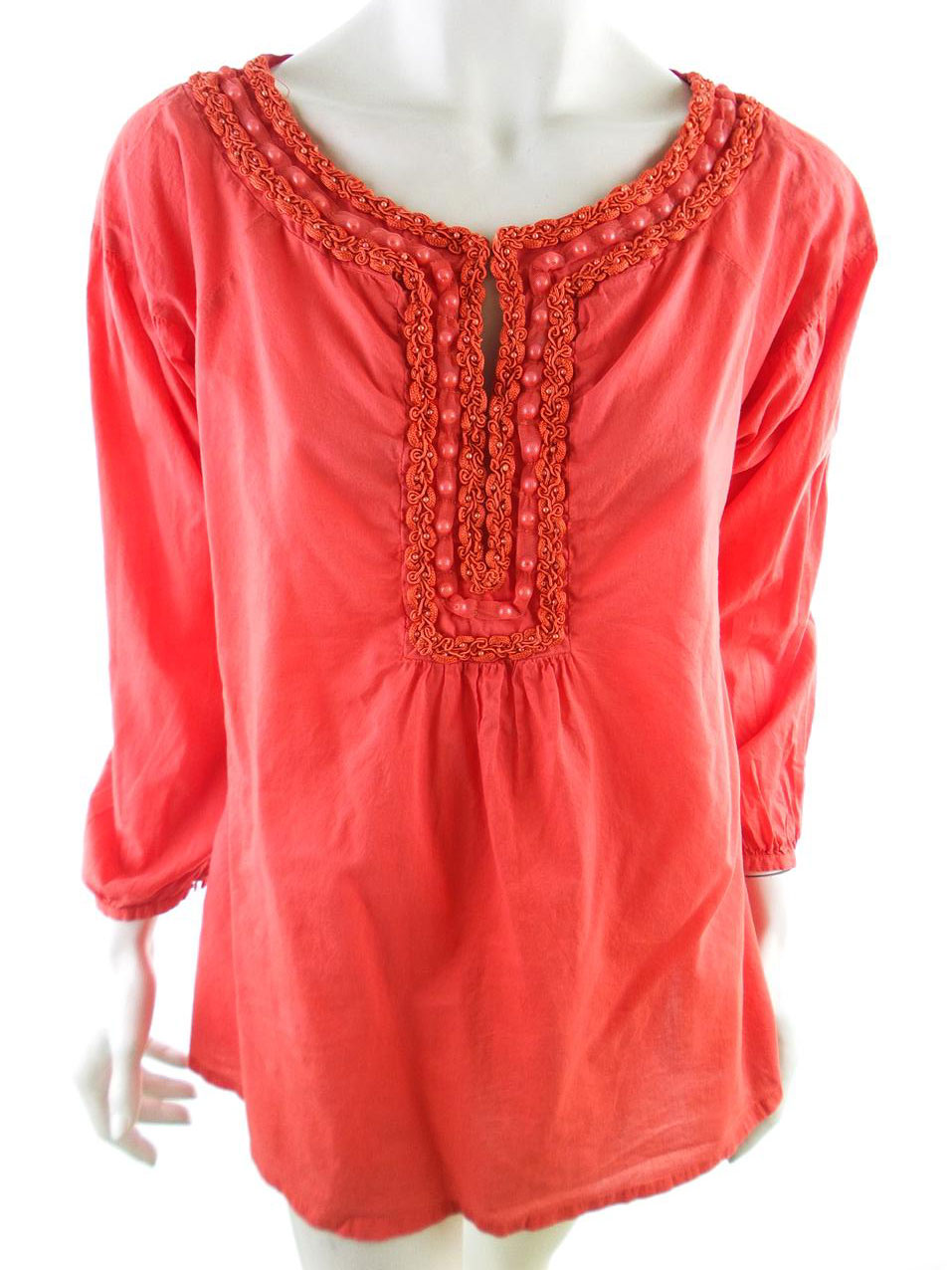 ZARA BASIC Stl XL Färg Orange Rund urringning Tunika blus ärm 3/4 Material Bomull 100%