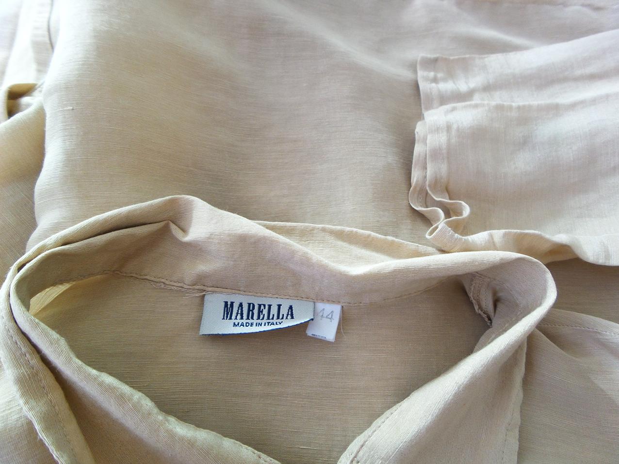 Marella Stl 44 Färg Beige Krage Knäppt Skjort Blus Långärmad Material Lin