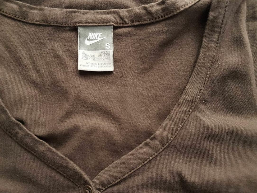 Nike Stl S Färg Brun V-ringning Tunika blus Kortärmad Material Bomull 100%