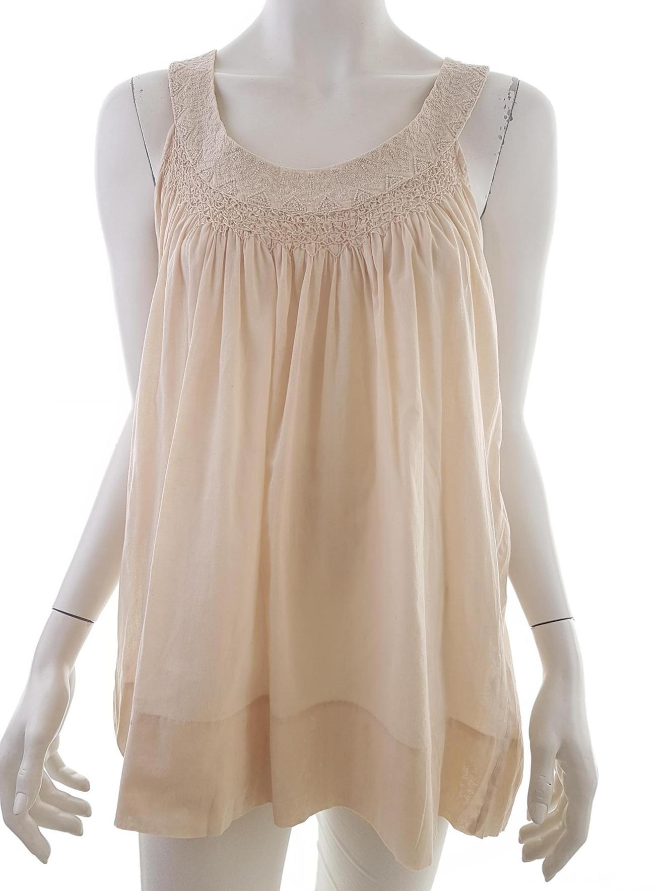 Hunkydory Stl L Färg Beige Rund urringning Tunika blus Ärmlös Material Bomull 100%