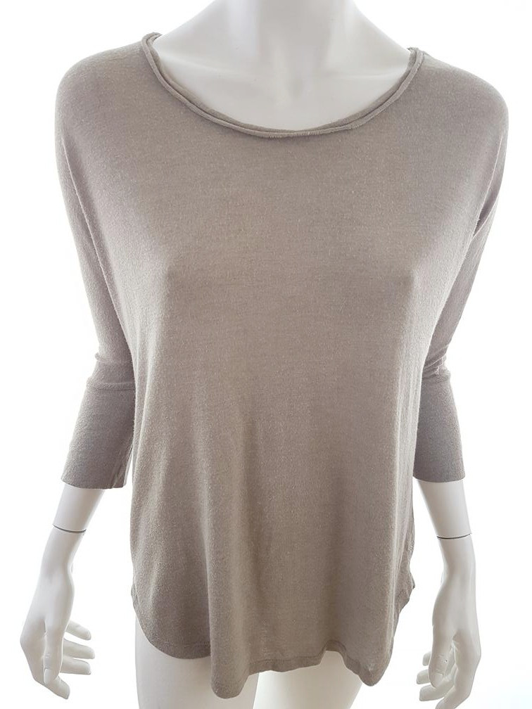 Mng Stl S Färg Beige Rund urringning Tunika blus ärm 3/4