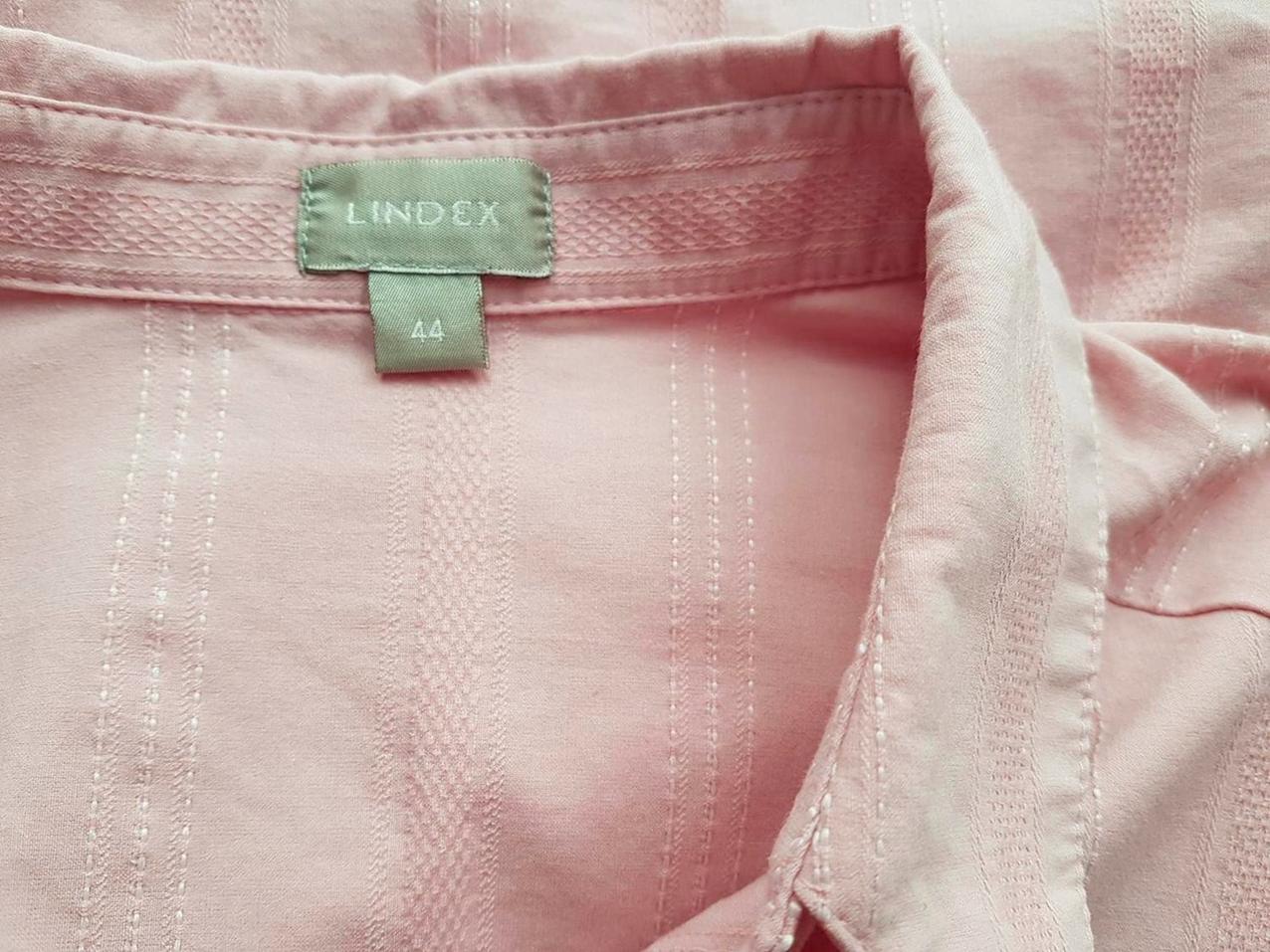 Lindex Stl 44 Färg Rosa Ränder Krage Knäppt Skjort Blus ärm 3/4 Material Bomull