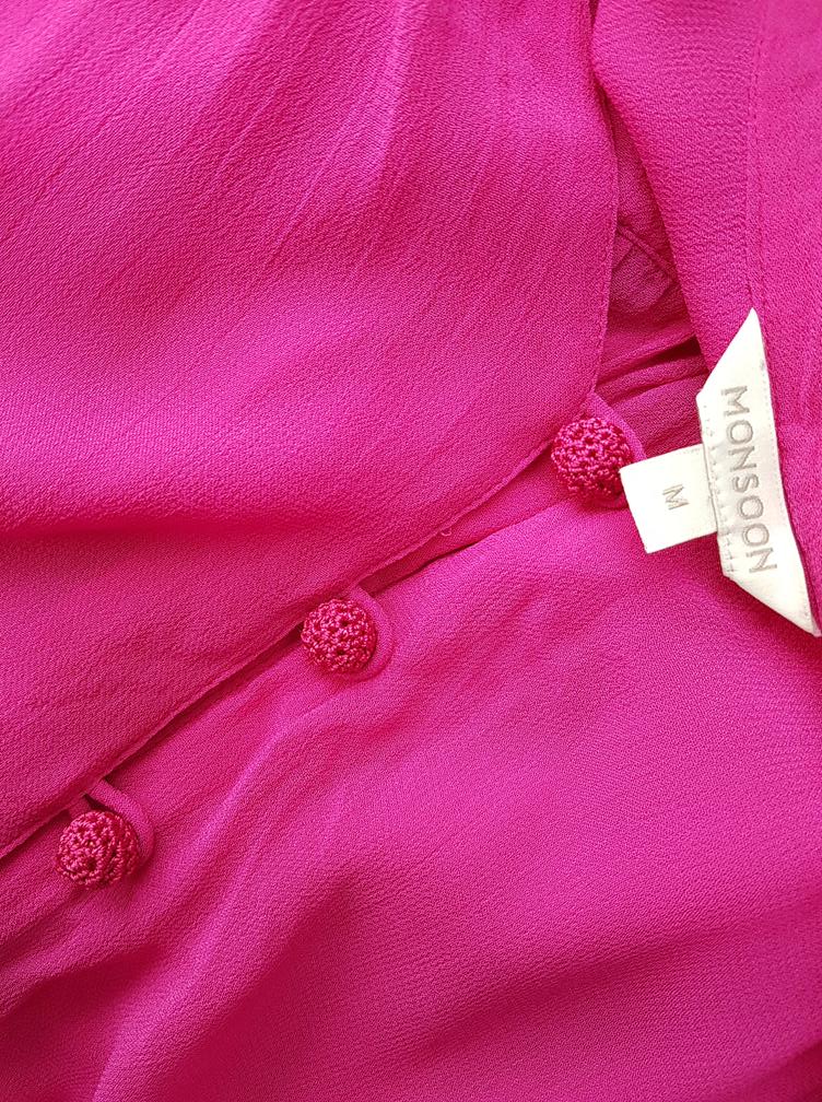 Monsoon Stl M Färg Rosa V-ringning Knäppt Blus ärm 3/4 Material Viskos 100%