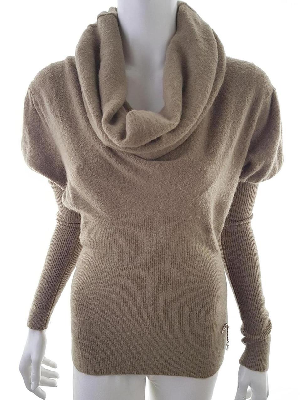 Extasy Italy Stl M/L Färg Beige Draperad Tröja Långärmad Material Akryl Grovstickat