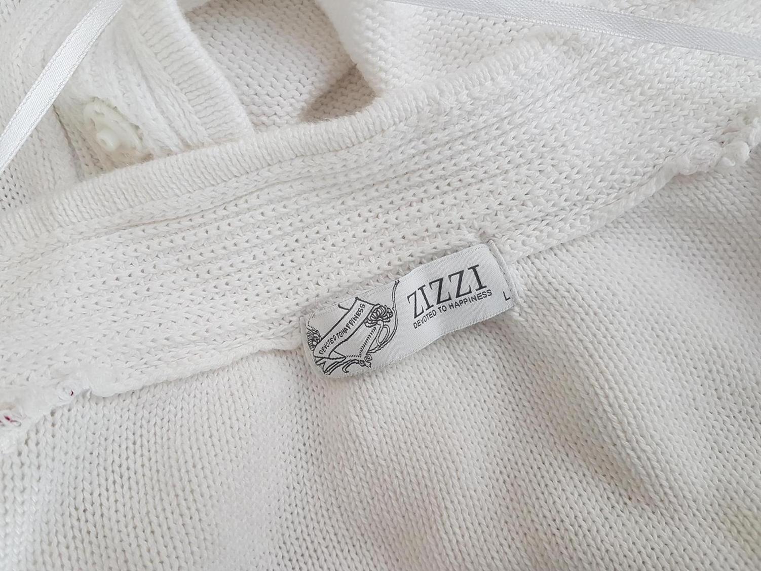 Zizzi Stl L Färg Vit Krage Knäppt kofta ärm 3/4 Material Bomull 100% Finstickat