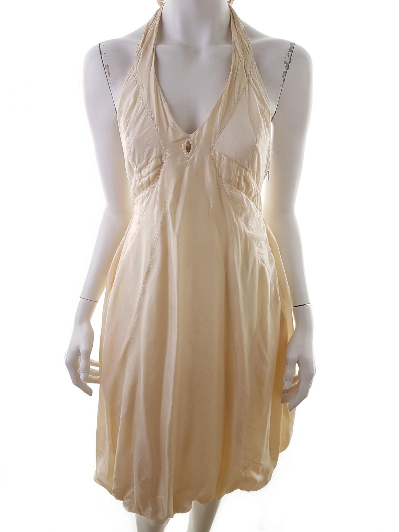 Hunkydory Stl XS Färg Beige Halter A-linje Klänning Ärmlös Midi Material Bomull 100%