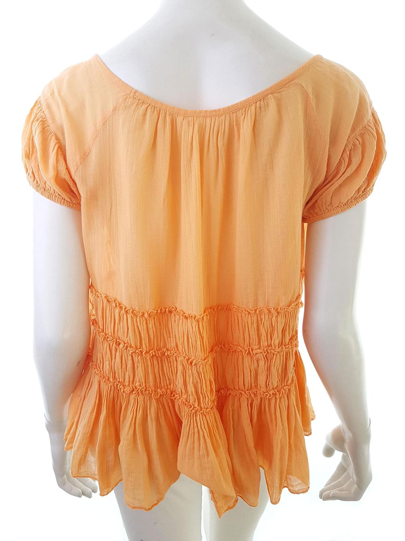 Svensk Design Stl 34 Färg Orange Båtringning Peplum Blus Kortärmad Material Bomull 100%