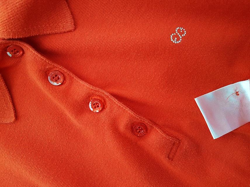 Escada Stl M Färg Orange Krage Pikétröja Långärmad Material Bomull 100%