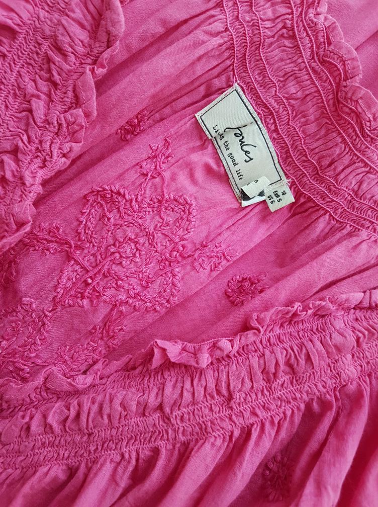 Joules Stl S Färg Rosa V-ringning Sommar Klänning Kortärmad Midi Material Bomull 100%