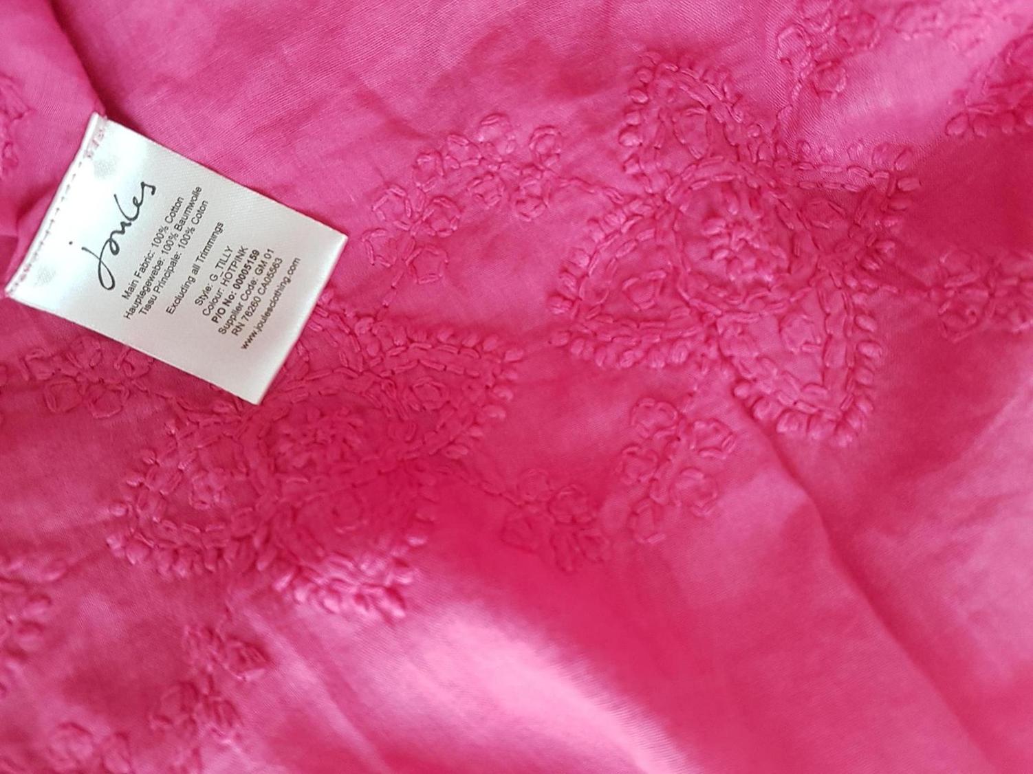 Joules Stl S Färg Rosa V-ringning Sommar Klänning Kortärmad Midi Material Bomull 100%