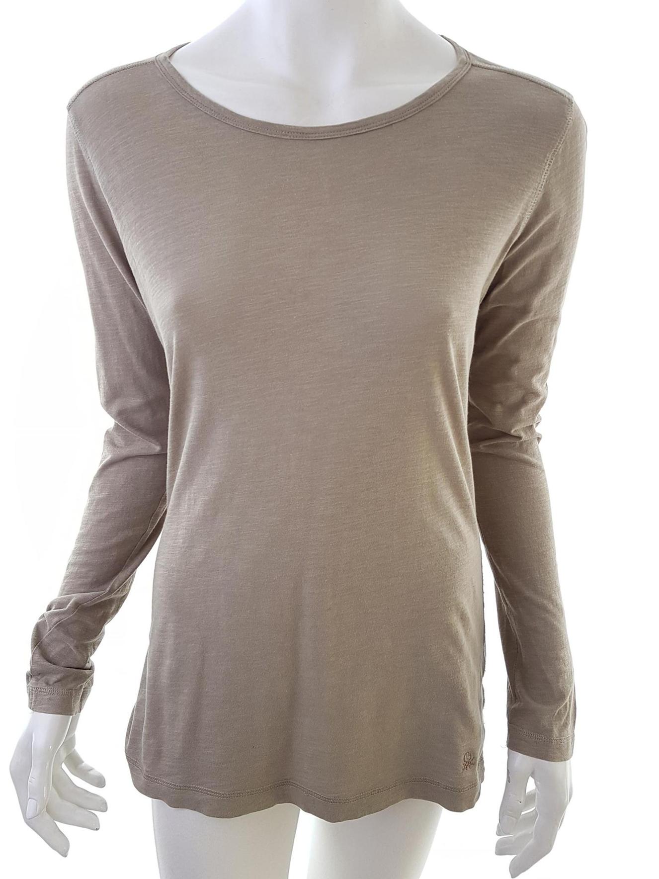 Stile Benetton Stl M Färg Beige Rund urringning Blus Långärmad