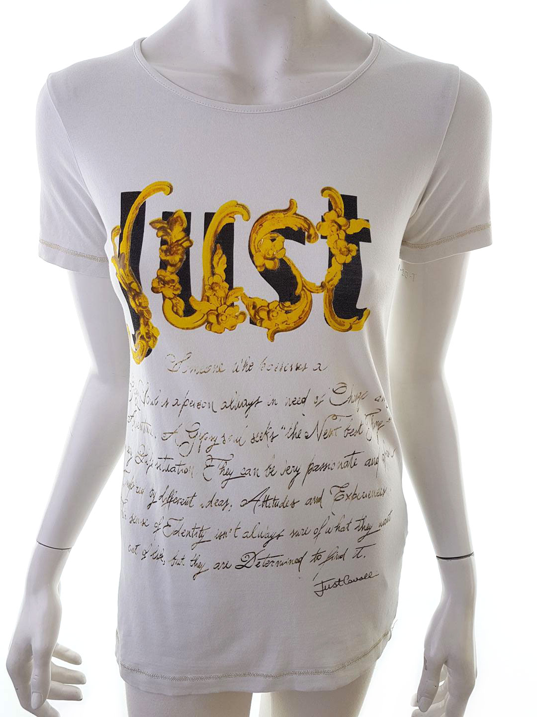 Just Cavalli Stl M Färg Vit Rund urringning T-shirt Kortärmad Material Bomull