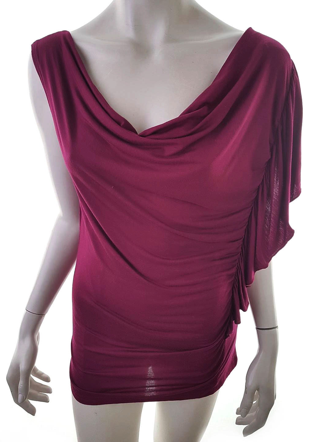 Soaked in luxury Stl XS Färg Fuchsia Draperad Tunika blus Kortärmad Material Viskos