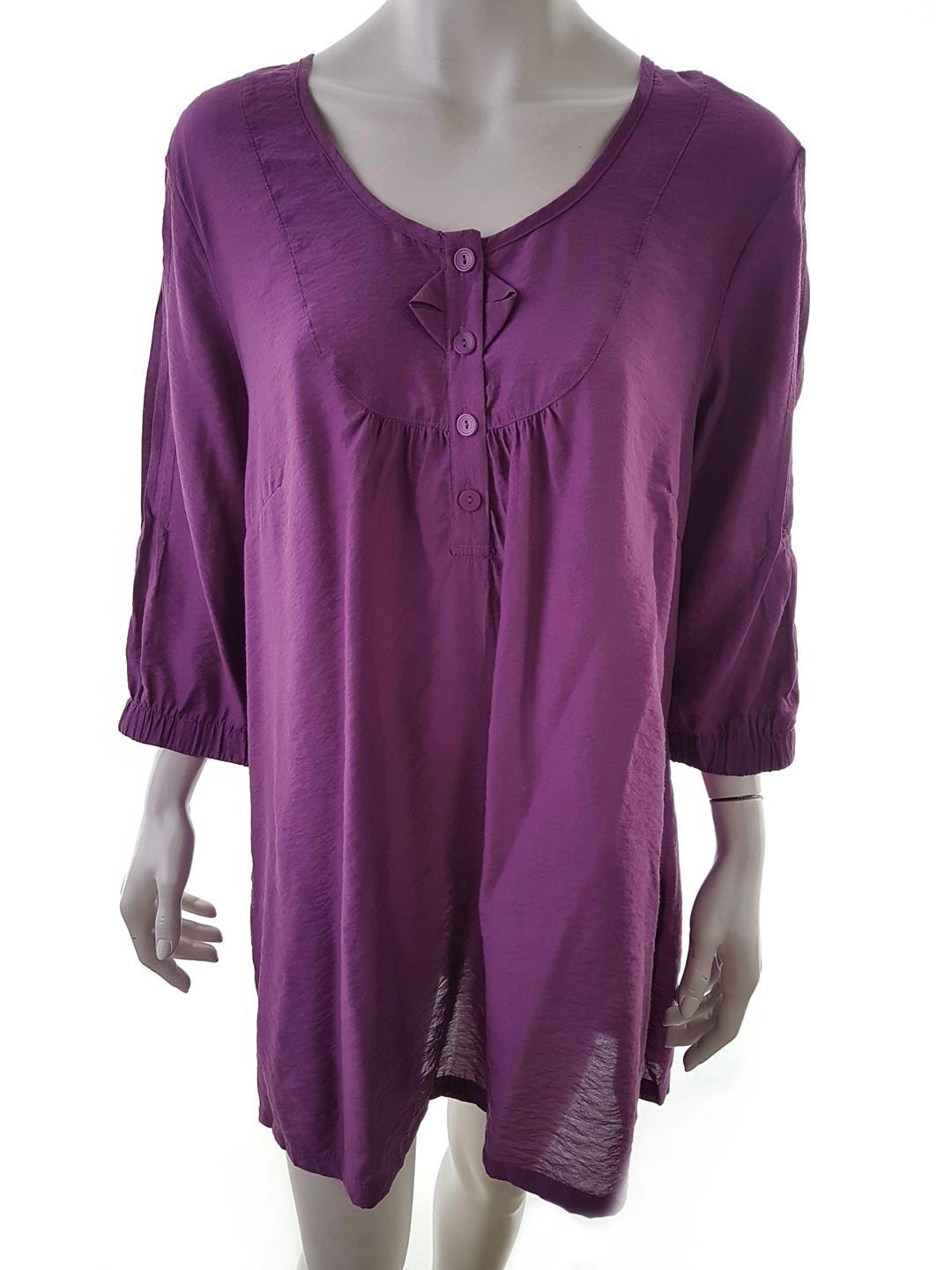 Zizzi Stl M Färg Fuchsia Rund urringning Popover Tunika Blus ärm 3/4 Material Viskos