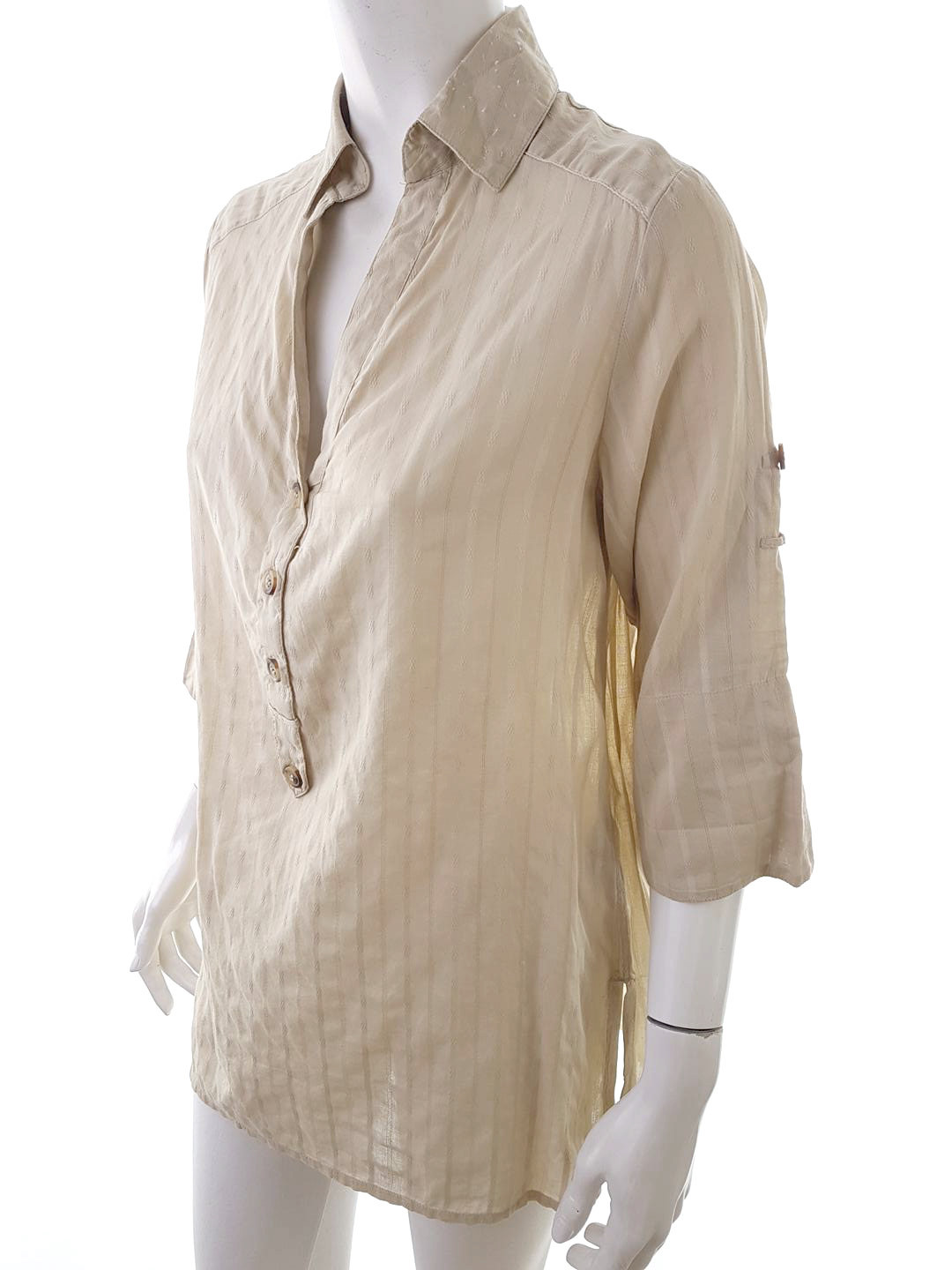 Yessica Stl 40 Färg Beige Krage Tunika blus ärm 3/4 Material Bomull 100%