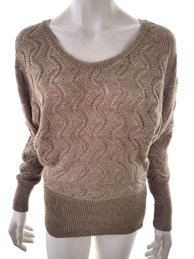 Jane norman Stl 8/34 Färg Beige Rund urringning Stickad Tunika Blus Långärmad Material Akryl