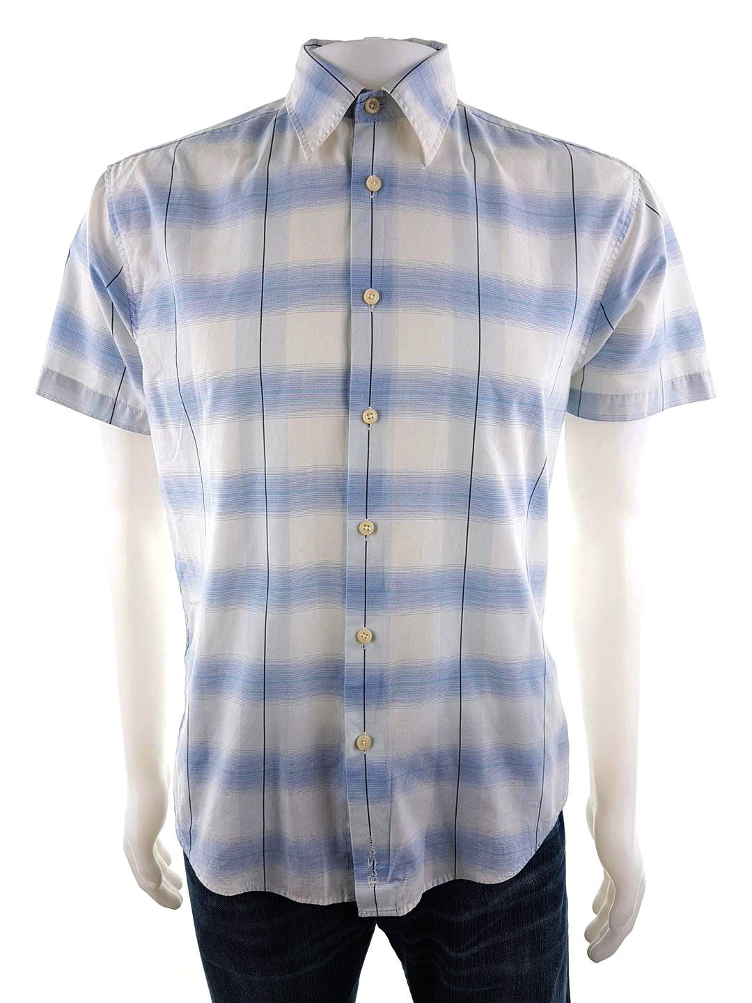 BEN SHERMAN Stl M Färg Blå Krage Herr skjorta, casual Kortärmad Material Bomull