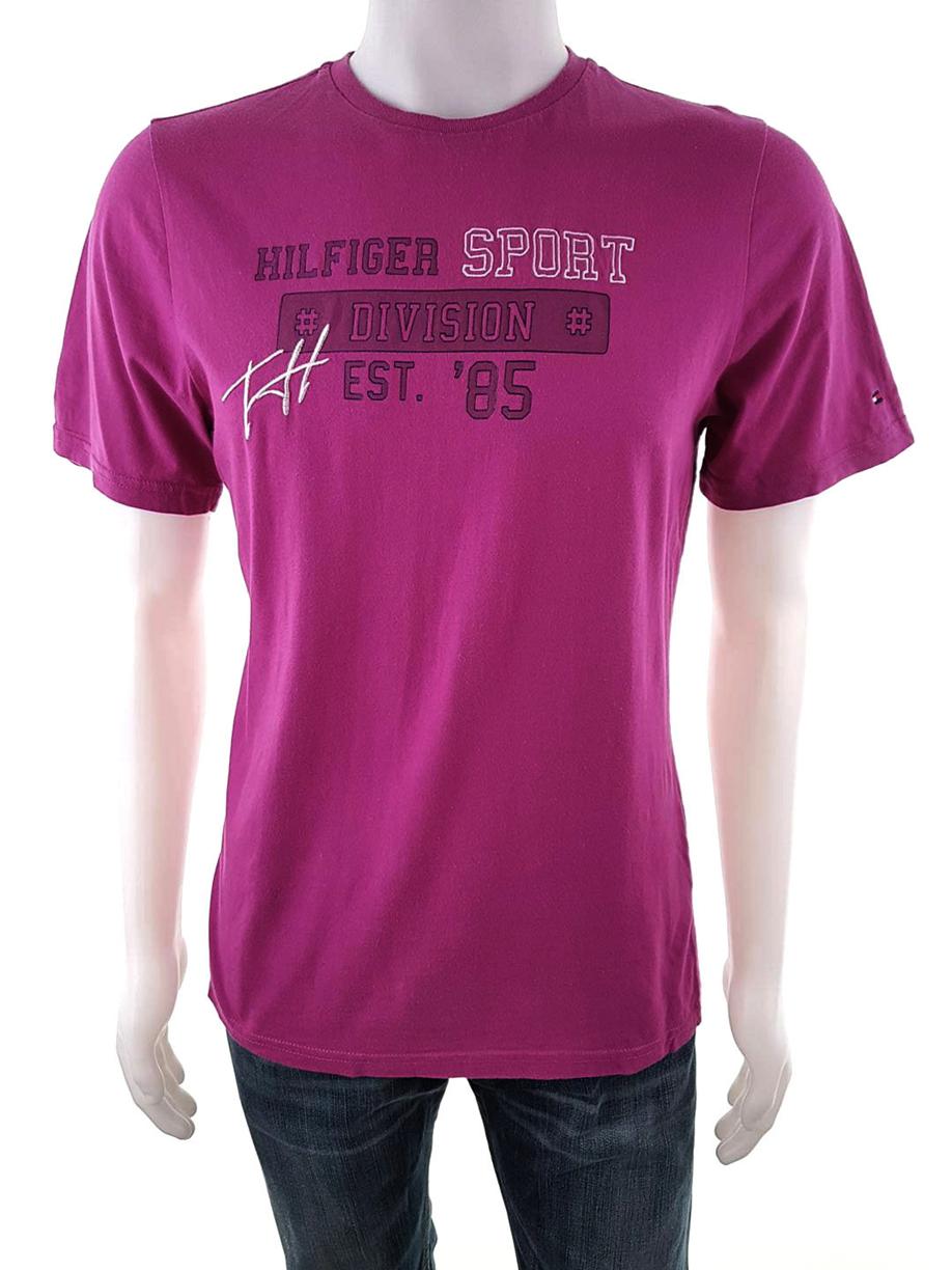 Tommy hilfiger Stl L Färg Fuchsia Herr T-shirt Kortärmad Material Bomull 100%