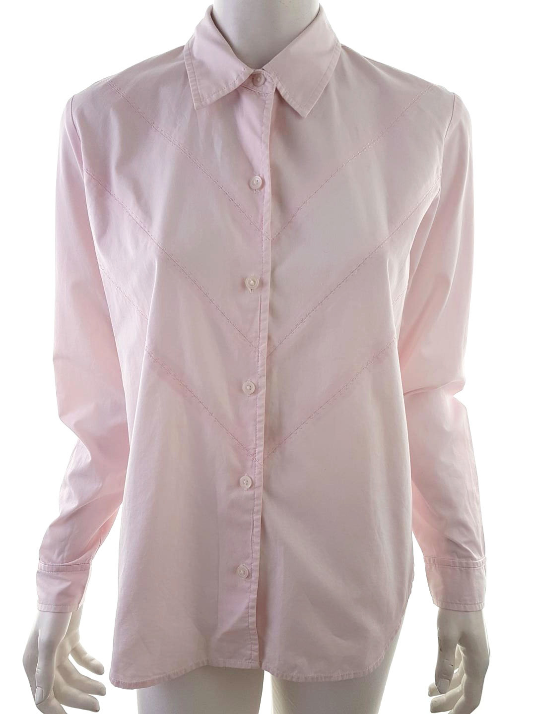 Liz Claiborne Stl M Färg Pudrig Rosa Krage Knäppt Skjort Blus Långärmad Material Bomull 100%