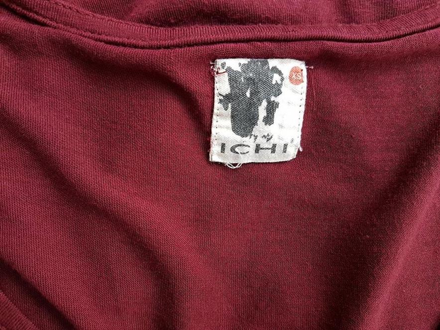 Ichi Stl XS Färg Vinröd Draperad Kroppsnära Klänning Ärmlös Knälängd Material Viskos 100%