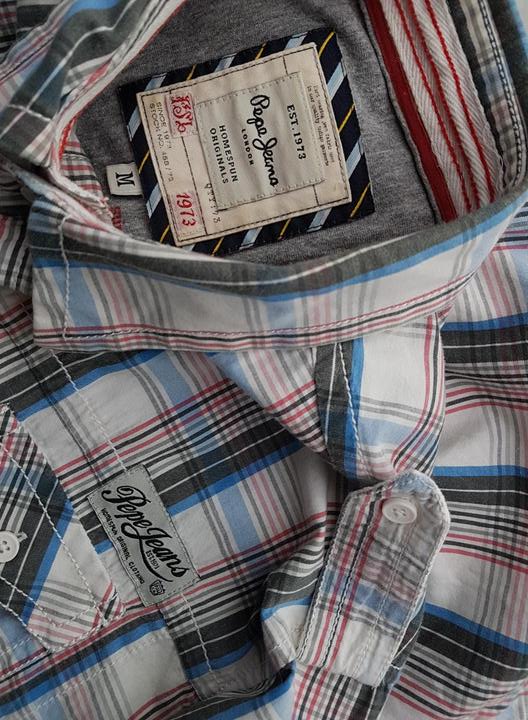 Pepe jeans Stl M Färg Blå Krage Herr skjorta, casual Kortärmad Material Bomull 100%