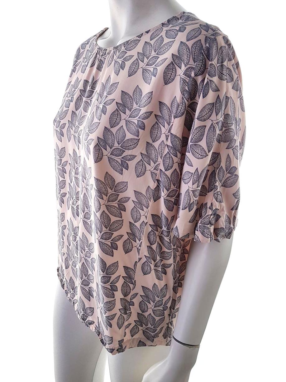 Saint tropez Stl S Färg Rosa Floral Blad Rund urringning Blus Kortärmad Material Viskos 100%