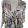 BIK BOK Stl S Färg Beige Floral Blad V-ringning Blus ärm 3/4