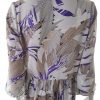 BIK BOK Stl S Färg Beige Floral Blad V-ringning Blus ärm 3/4