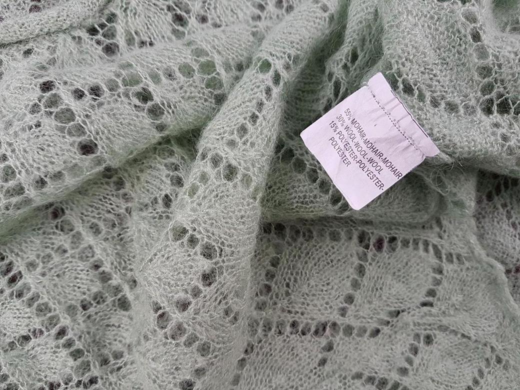 Sultanna Frantsuzova Stl S Färg Mintgrön V-ringning Tröja Långärmad Material Mohair Öppet stickat