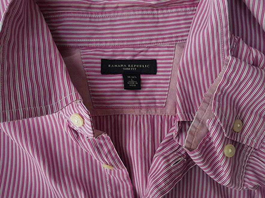 Banana Republic Stl L Färg Rosa Krage Herr Skjorta, elegant Långärmad Material Bomull 100%