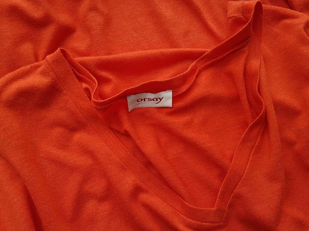 Orsay Stl L Färg Orange V-ringning Raka Klänningen Långärmad Knälängd Material Viskos