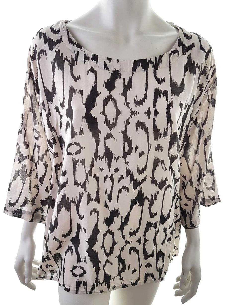 Kappahl Stl 48/50 Färg Beige Djurtryck Rund urringning Blus ärm 3/4 Material Viskos