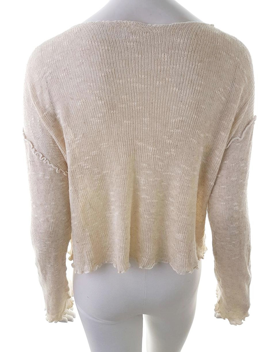 Namaste Stl M/L Färg Beige Båtringning Knäppt kofta Långärmad Material Rayon 100% Finstickat