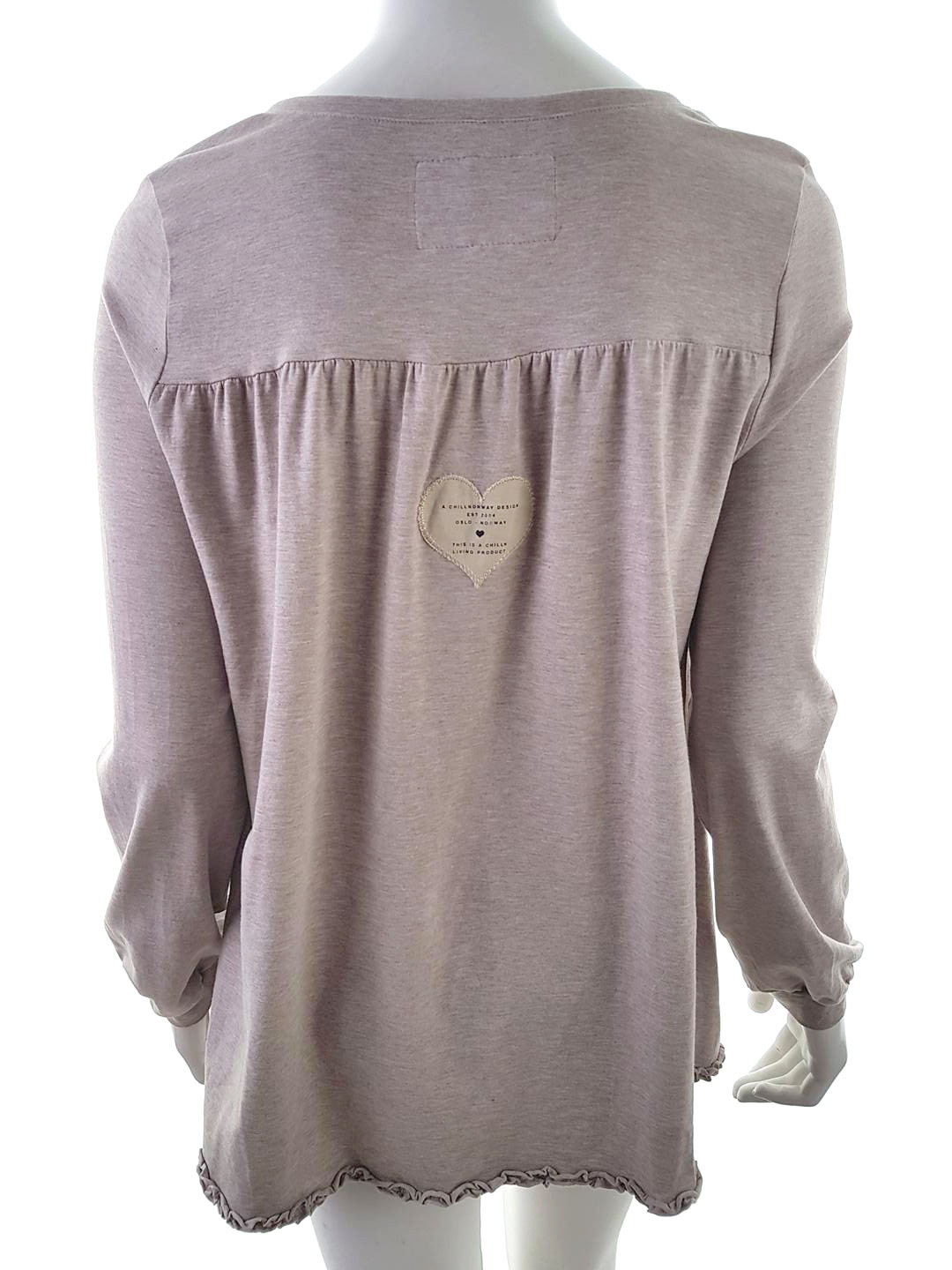 CHILLNORWAY Stl L Färg Beige Rund urringning Popover Blus Knappar Långärmad Material Lyocell