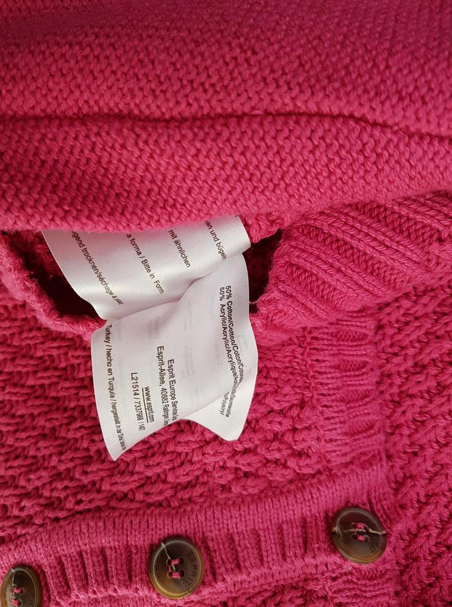 Esprit Stl S Färg Rosa Rund urringning Tröja Långärmad Material Bomull Våffelstickat