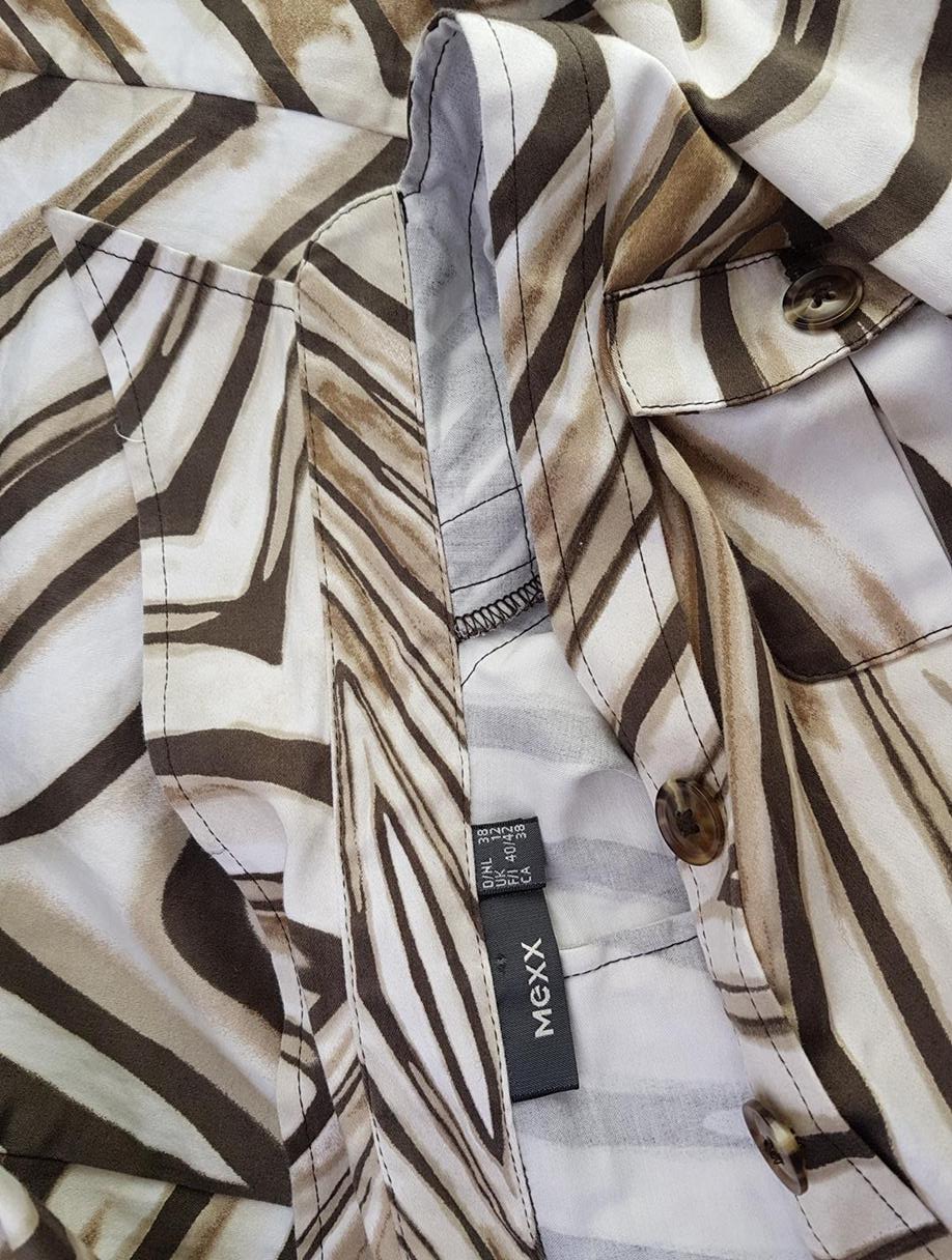 Mexx Stl 38 Färg Beige Krage Skjort Klänning Kortärmad Midi Material Bomull