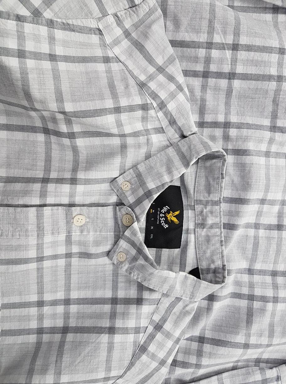 Lyle & Scott Stl M Färg Grå Krage Herr skjorta, casual Långärmad Material Bomull 100%