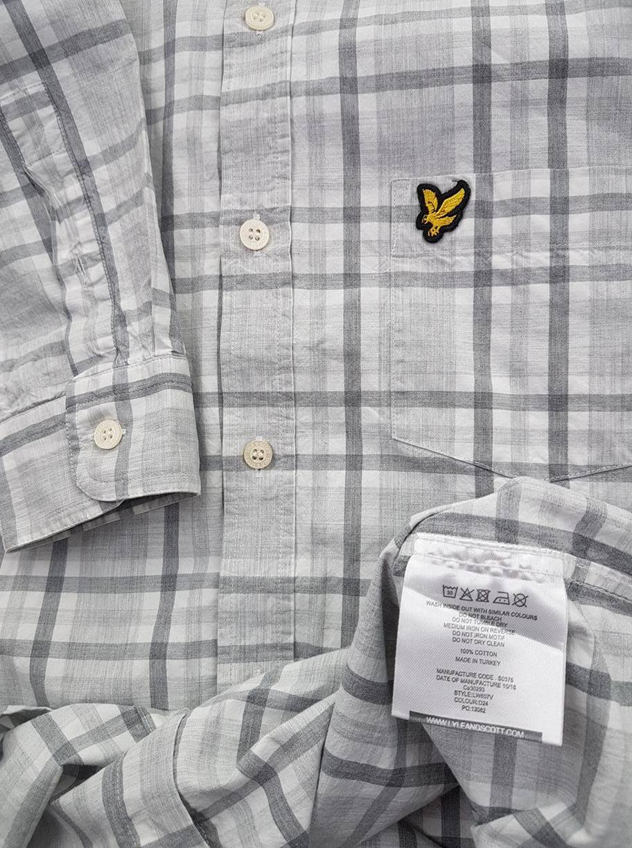 Lyle & Scott Stl M Färg Grå Krage Herr skjorta, casual Långärmad Material Bomull 100%